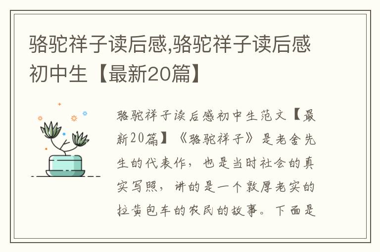 駱駝祥子讀后感,駱駝祥子讀后感初中生【最新20篇】