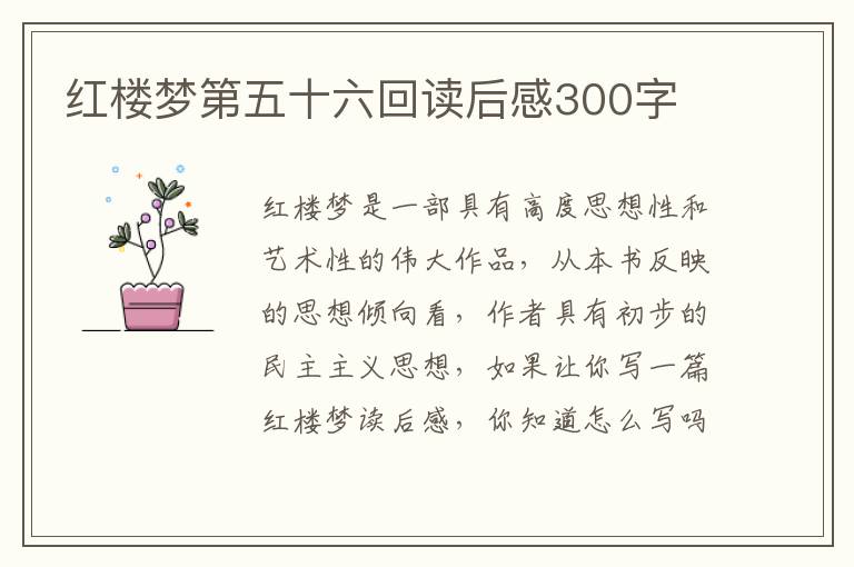 紅樓夢(mèng)第五十六回讀后感300字