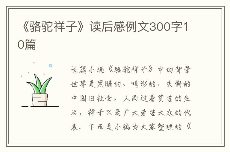 《駱駝祥子》讀后感例文300字10篇