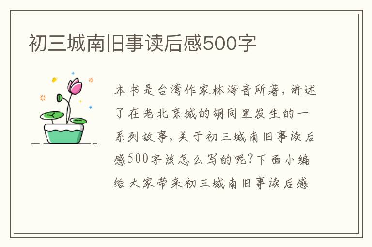 初三城南舊事讀后感500字