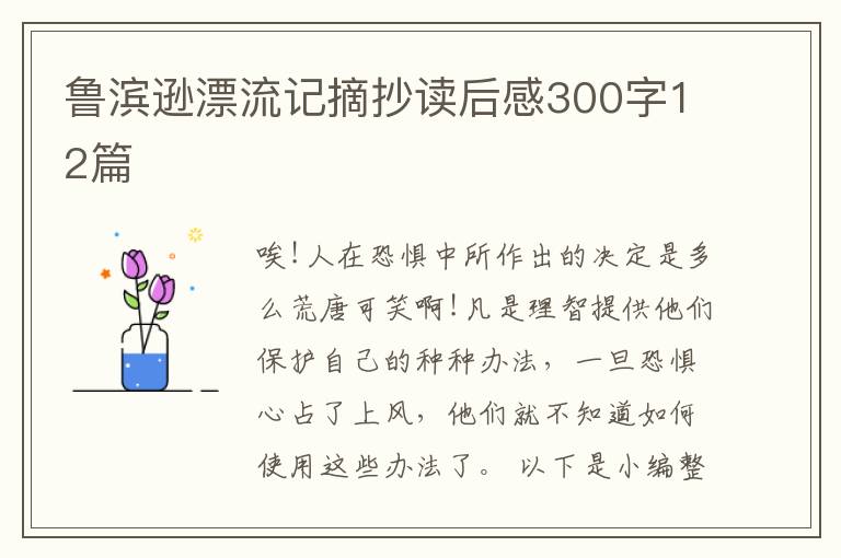 魯濱遜漂流記摘抄讀后感300字12篇