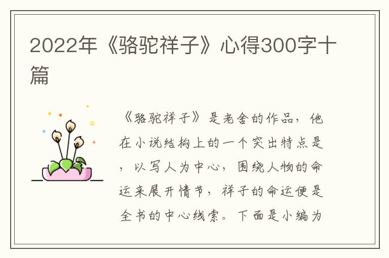 2022年《駱駝祥子》心得300字十篇