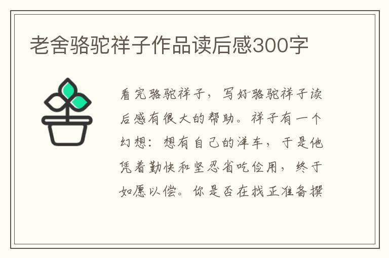 老舍駱駝祥子作品讀后感300字