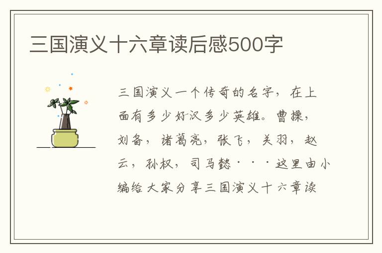 三國演義十六章讀后感500字