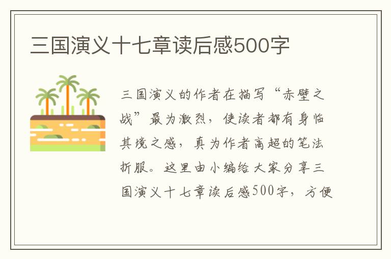 三國演義十七章讀后感500字