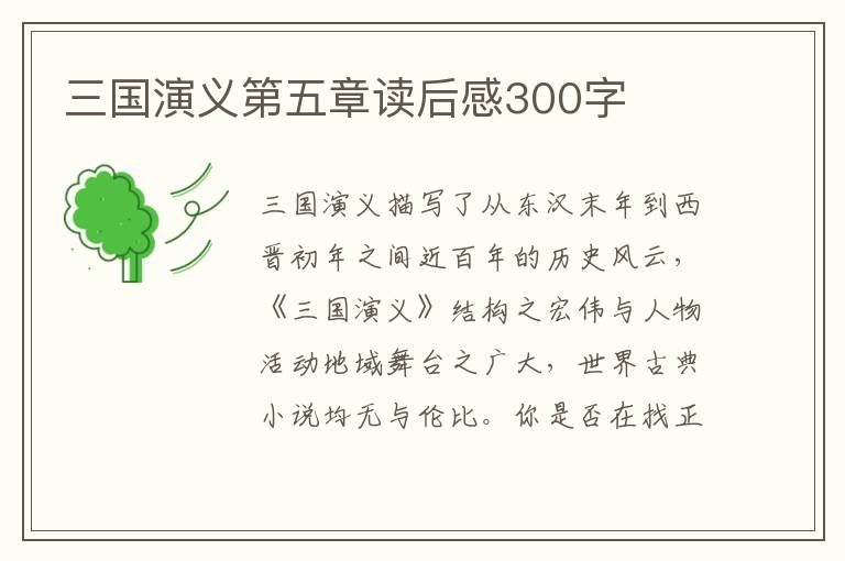 三國演義第五章讀后感300字