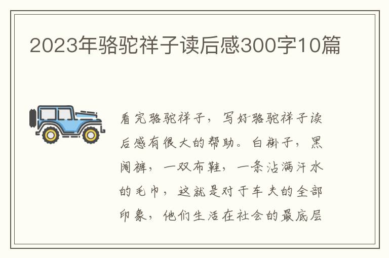 2023年駱駝祥子讀后感300字10篇