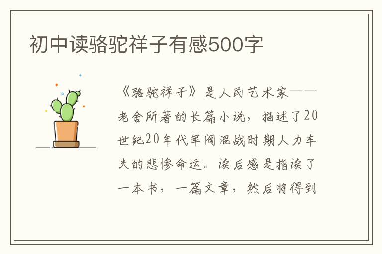 初中讀駱駝祥子有感500字