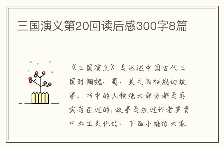 三國演義第20回讀后感300字8篇