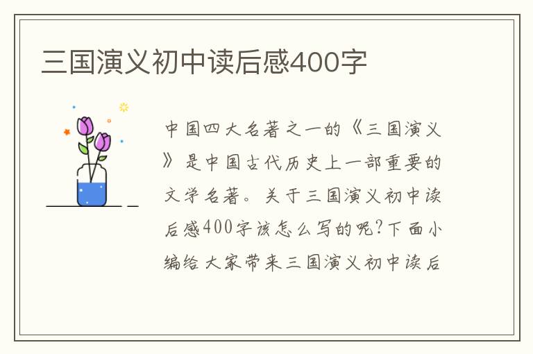 三國演義初中讀后感400字