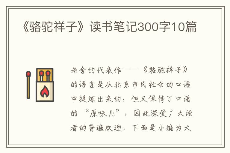 《駱駝祥子》讀書筆記300字10篇