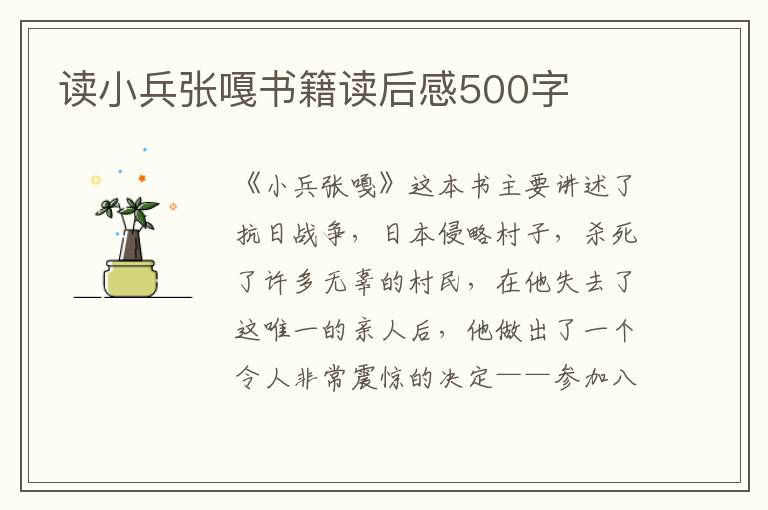 讀小兵張嘎書籍讀后感500字