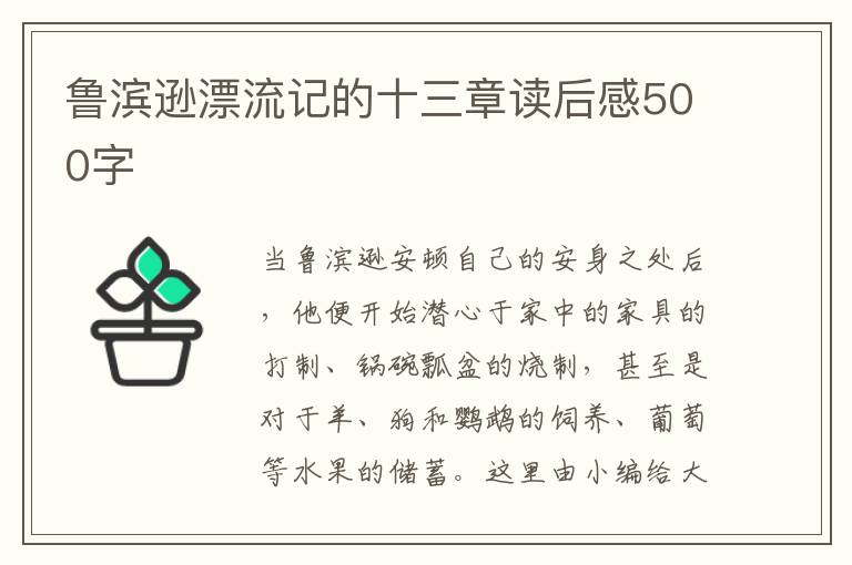 魯濱遜漂流記的十三章讀后感500字