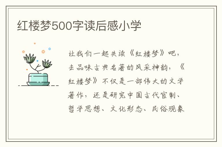 紅樓夢(mèng)500字讀后感小學(xué)