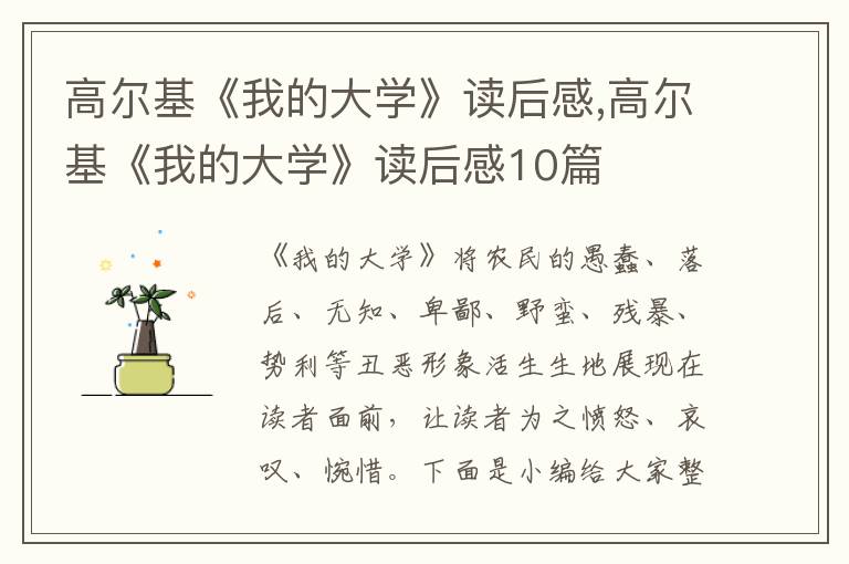 高爾基《我的大學(xué)》讀后感,高爾基《我的大學(xué)》讀后感10篇