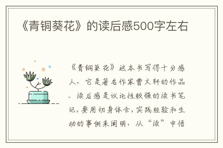 《青銅葵花》的讀后感500字左右