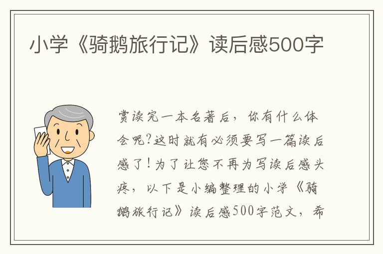 小學《騎鵝旅行記》讀后感500字