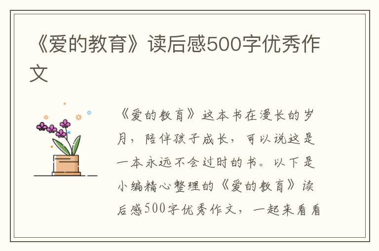 《愛的教育》讀后感500字優(yōu)秀作文