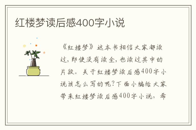 紅樓夢(mèng)讀后感400字小說(shuō)