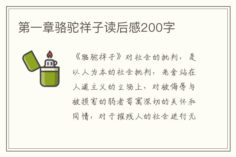 第一章駱駝祥子讀后感200字