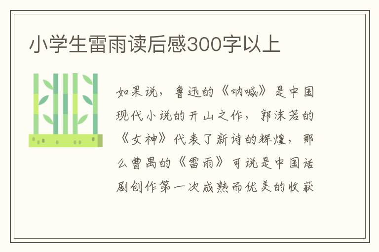 小學生雷雨讀后感300字以上