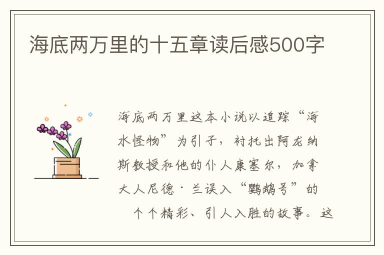 海底兩萬(wàn)里的十五章讀后感500字