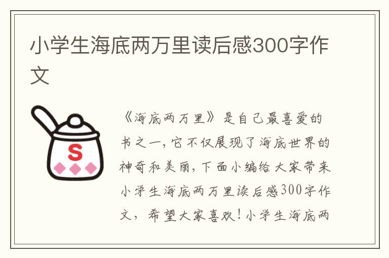 小學(xué)生海底兩萬里讀后感300字作文