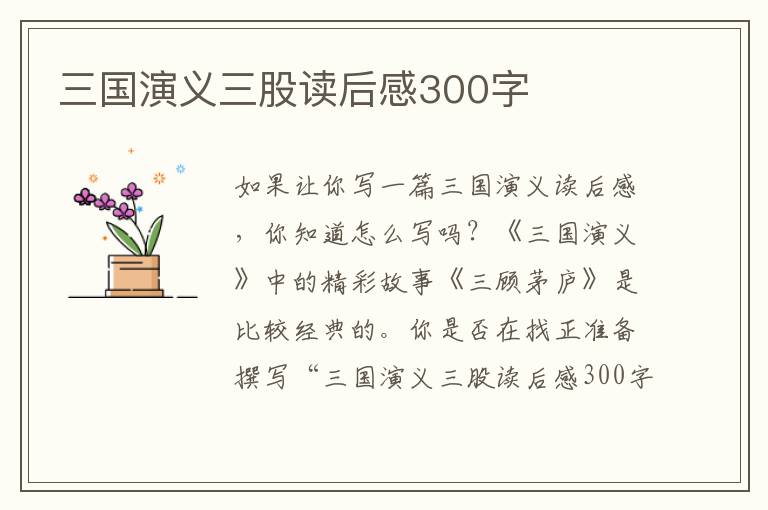 三國演義三股讀后感300字