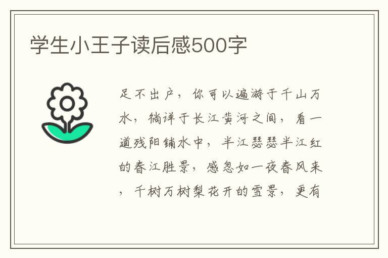 學(xué)生小王子讀后感500字