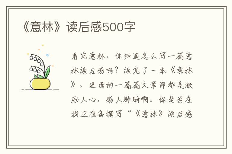 《意林》讀后感500字