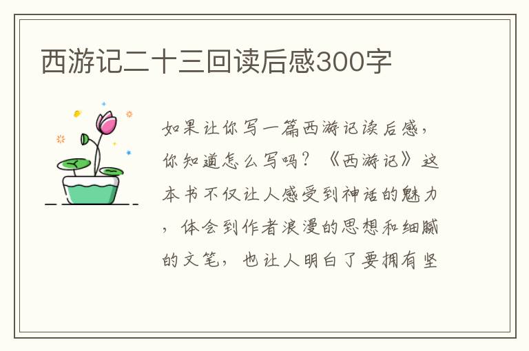 西游記二十三回讀后感300字