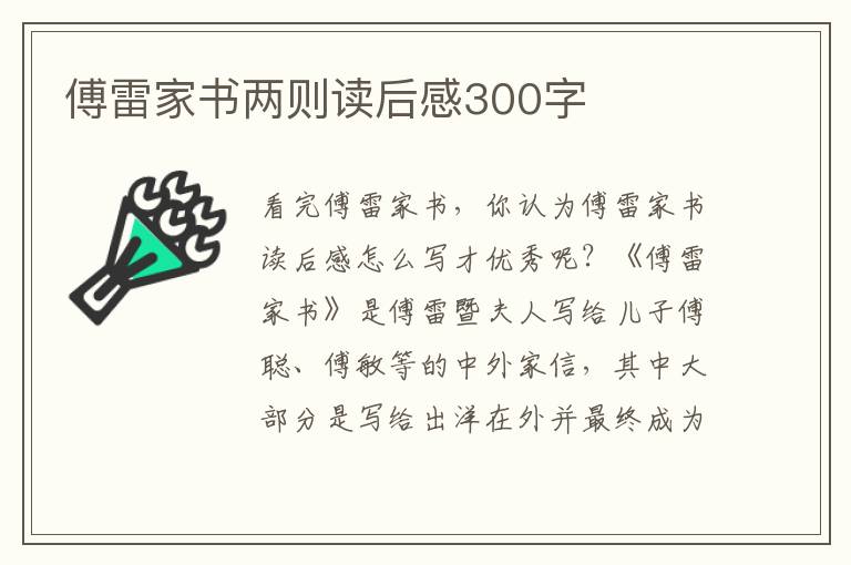 傅雷家書兩則讀后感300字