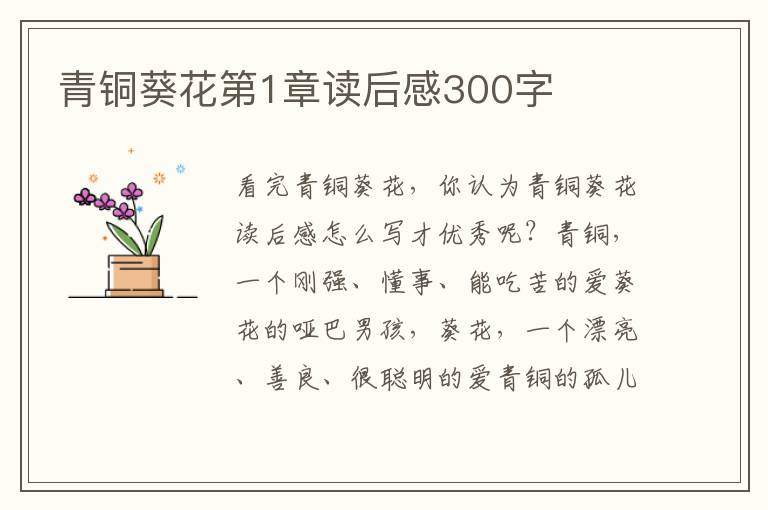 青銅葵花第1章讀后感300字