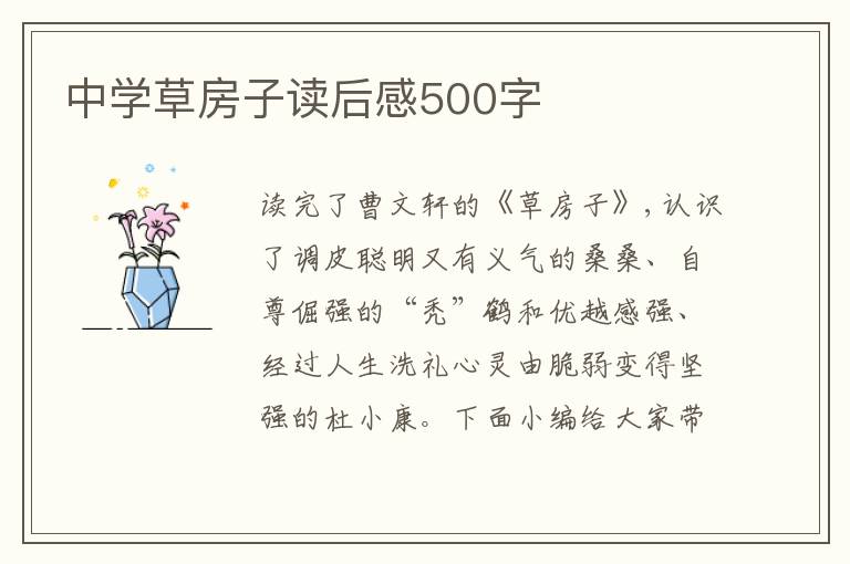 中學(xué)草房子讀后感500字