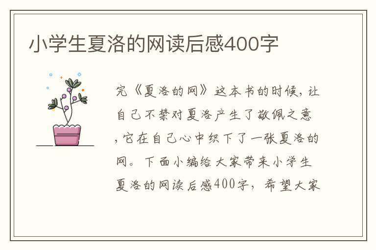 小學(xué)生夏洛的網(wǎng)讀后感400字