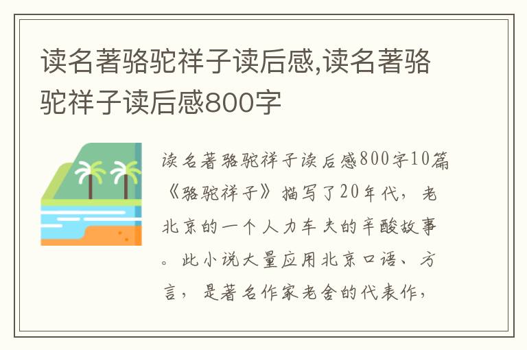 讀名著駱駝祥子讀后感,讀名著駱駝祥子讀后感800字