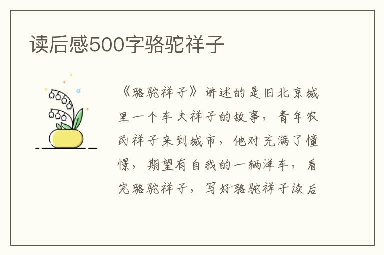 讀后感500字駱駝祥子