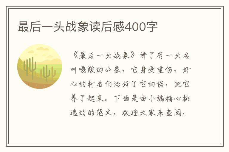 最后一頭戰(zhàn)象讀后感400字