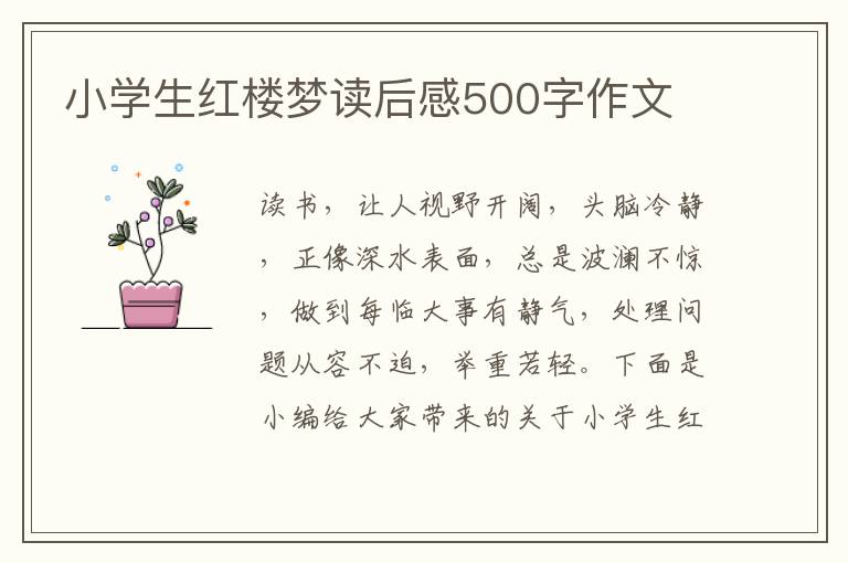 小學生紅樓夢讀后感500字作文