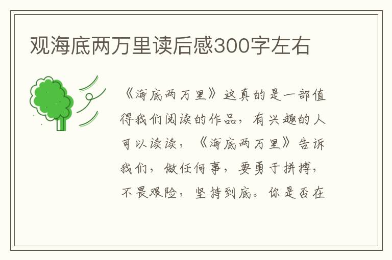 觀海底兩萬里讀后感300字左右