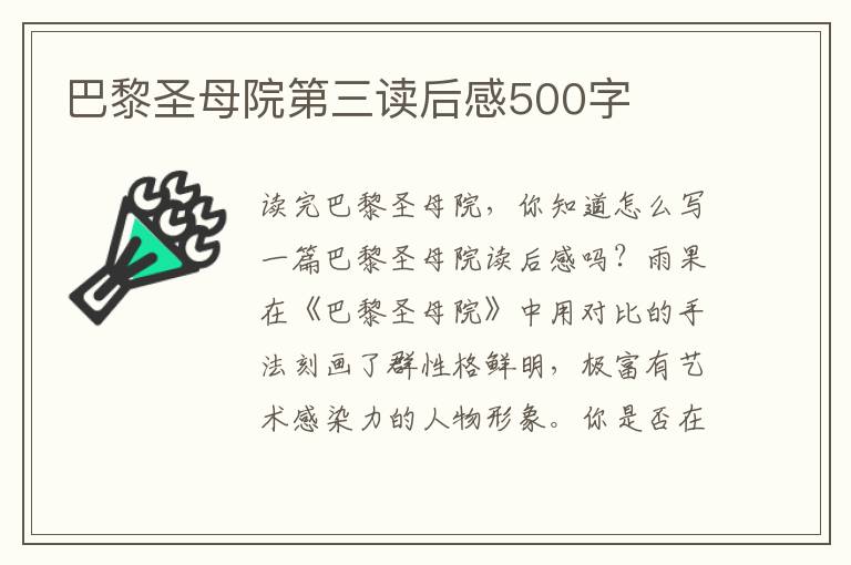 巴黎圣母院第三讀后感500字