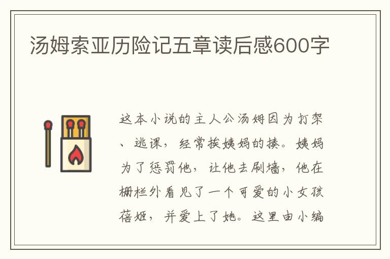 湯姆索亞歷險記五章讀后感600字