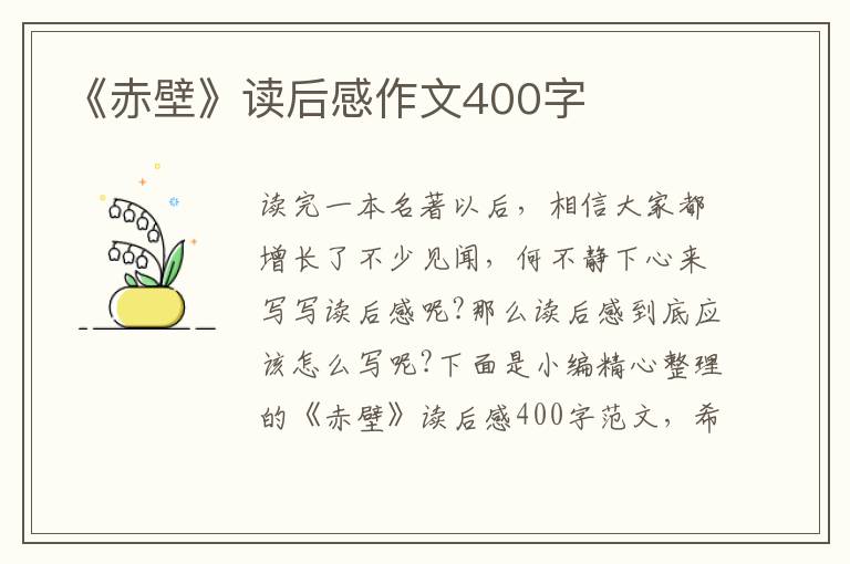 《赤壁》讀后感作文400字