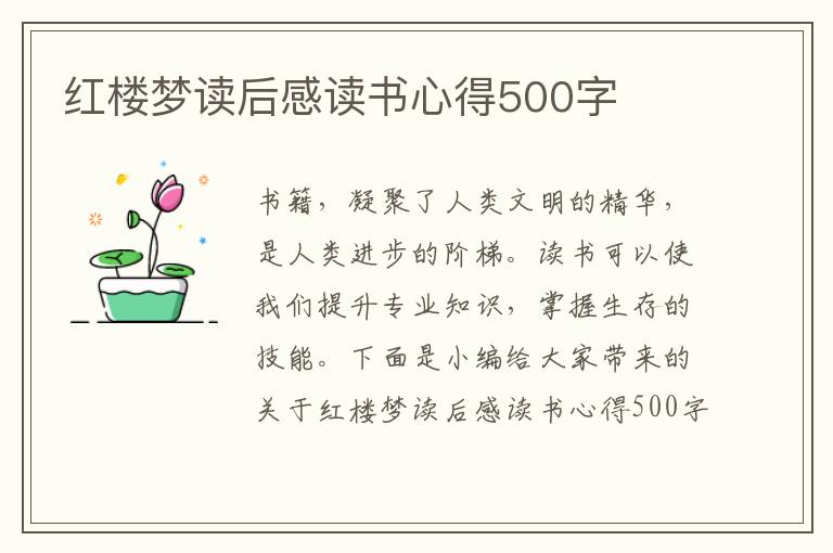 紅樓夢讀后感讀書心得500字