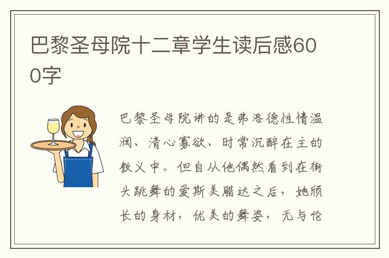 巴黎圣母院十二章學生讀后感600字