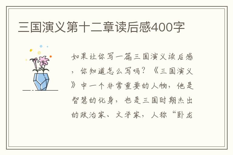 三國演義第十二章讀后感400字