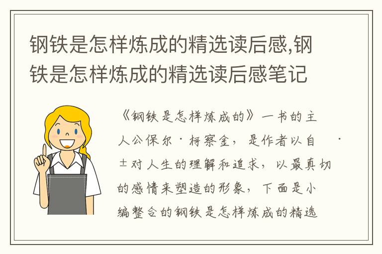 鋼鐵是怎樣煉成的精選讀后感,鋼鐵是怎樣煉成的精選讀后感筆記