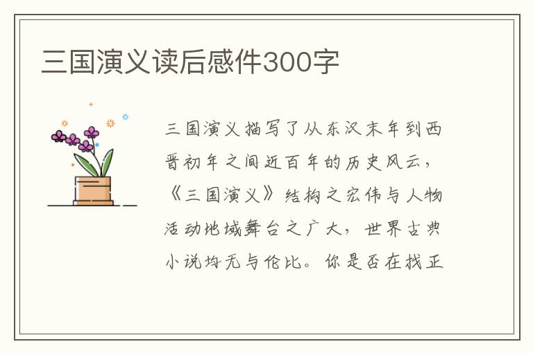 三國(guó)演義讀后感件300字