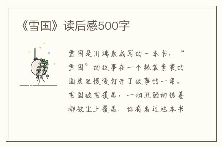 《雪國》讀后感500字