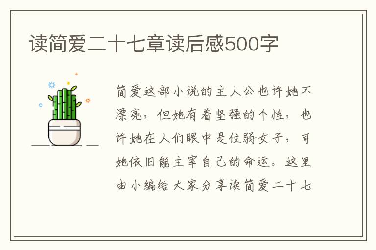 讀簡愛二十七章讀后感500字